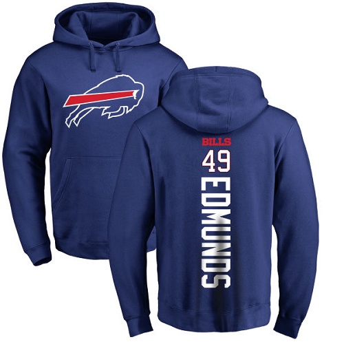 Men NFL Buffalo Bills 49 Tremaine Edmunds Royal Blue Backer Pullover Hoodie Sweatshirt